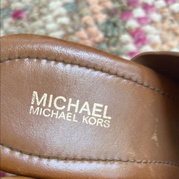 Michael Kors Tan Leather Platform Mules with Braided Lace-Up Detail - Picture 5 of 7